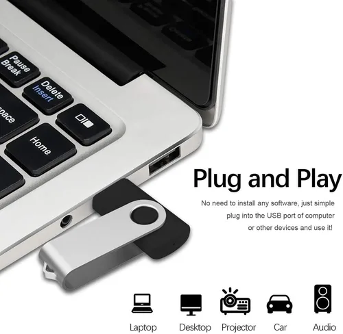 Vista 3 de Aiibe Paquete de 2 unidades flash USB de 8 GB, unidades flash USB 2.0 USB 2.0, unidades de memoria con cremallera a granel (negro)
