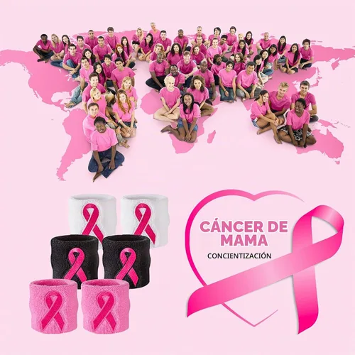 Vista 5 de Suddora Pulseras de cinta rosa - Bandas para el sudor a granel para concientizar el cáncer de mama Negro - 1 par (paquete de 2)