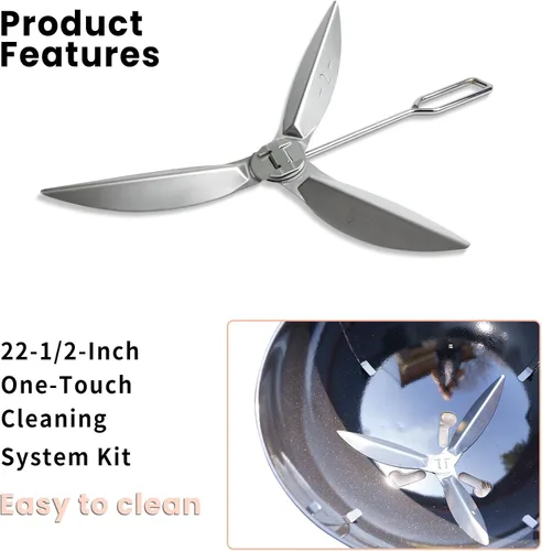 Vista 7 de Kit de sistema de limpieza con un solo toque de 22.5 pulgadas, herramienta de eliminación de cenizas de acero inoxidable, compatible con piezas
