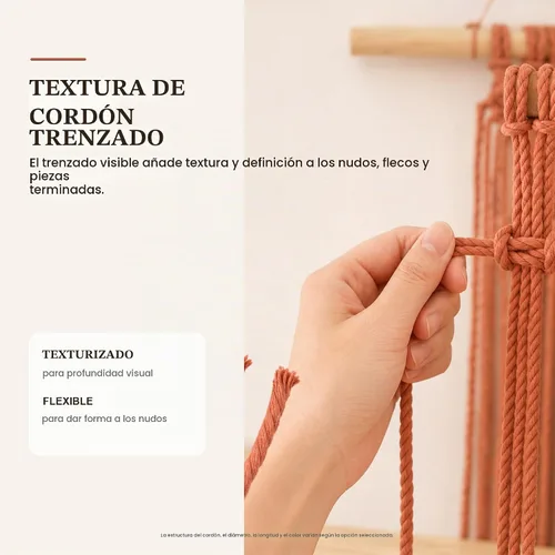 Vista 3 de Cuerda de macramé de 0.079 in x 220 yardas (656 pies), cuerda de algodón natural para colgar en la pared, ganchos de plantas, manualidades Verde