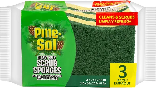 Vista 11 de Pine-Sol Esponjas para fregar de alta resistencia, limpiador de platos de doble cara con estropajo, esenciales de cocina para lavar platos
