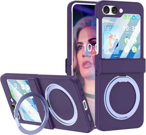 Vista 11 de Funda magnética diseñada para Galaxy Z Flip 5 con protección de bisagra y soporte [compatible con MagSafe] para Samsung Flip 5 Slim Funda protectora