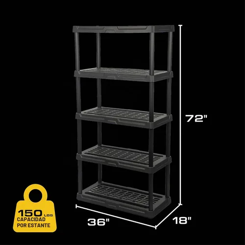 Vista 3 de CENTREX 5-Tier Heavy Duty Plastic Storage Shelves for Garage, 2 Pack
