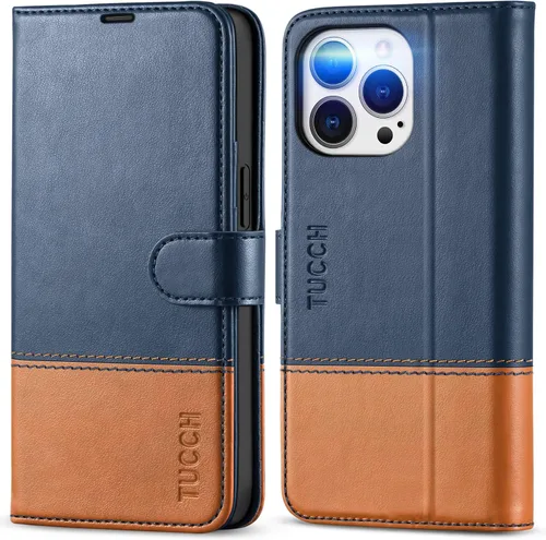 Vista 13 de TUCCH Funda tipo cartera para iPhone 13 Pro (6.1") 2021, 3 tarjeteros Negro