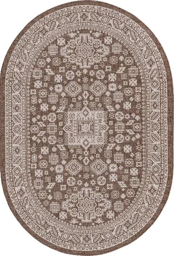 Vista 89 de Unique Loom Outdoor Aztec Collection Alfombra de área, Chalca (5 pies 3 pulgadas, octágono, aguamarina/marfil)
