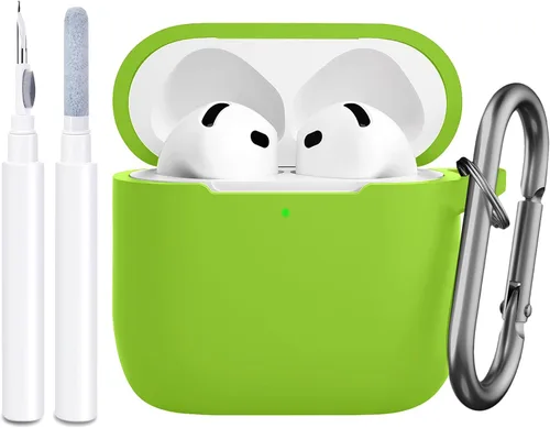 Vista 26 de Funda compatible con AirPods de 4ª generación, funda de silicona protectora suave con kit de limpieza, accesorios para Apple AirPods 4 Gen 2024, LED