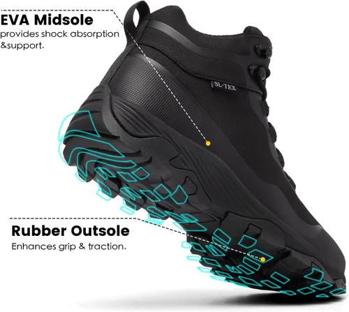 Vista 3 de Botas de senderismo impermeables SHULOOK para hombre, ligeras, transpirables, para el aire libre, senderismo, camping, montañismo