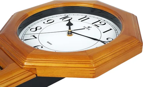 Vista 6 de JUSTIME - Reloj de pared con péndulo de madera maciza de 17.5 pulgadas, campanilla de Westminster Hourly Westminster Melody, Traditional