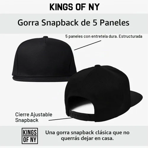 Vista 3 de Kings Of NY Compton Los Angeles LA California West Coast El Snapback Negro