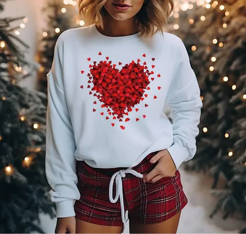 Vista 2 de Sudadera para el día de San Valentín para mujer, divertida camiseta de manga larga con estampado de corazón y corazón