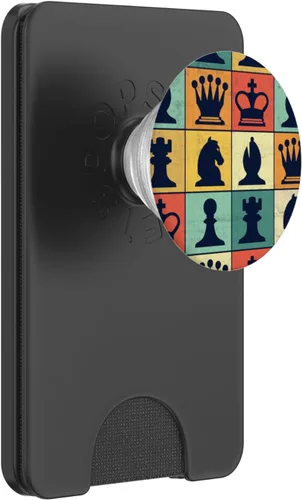 Vista 7 de Piezas de ajedrez retro vintage para amantes del ajedrez PopSockets intercambiables PopGrip