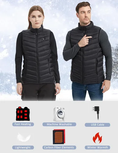 Vista 2 de Men's Heated Vest with Battery Pack, USB Electric Heating Vest Winter Lightweight Heated Jacket Vests for Men Women