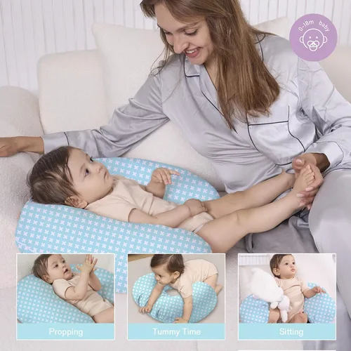 Vista 7 de Little Grape Land Juego de 2 fundas de almohada de algodón para lactancia, suaves y transpirables, extraíbles para almohadas de alimentación, fundas
