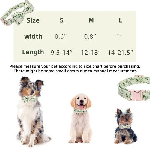 Vista 2 de Collar ajustable con moño para perros con patrones bonitos estampados, collares suaves para mascotas para perros pequeños, medianos y grandes