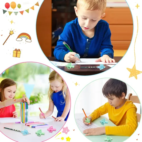Vista 6 de KIGEAPUEL 20 piezas de empuñaduras para lápices para niños, entrenamiento ergonómico de la escritura, soporte para lápices, herramienta de escritura