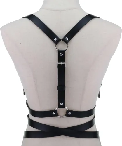 Vista 6 de eYLun Cinturón de cuero para mujer, cinturón de cintura ajustable, punk, cinturón gótico, correas de cintura