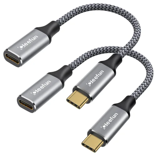 Vista 10 de CLEEFUN Cable de extensión USB-C, 1 pie, paquete de 1, USB-C macho a hembra, datos de 10 Gbps y sincronización de video 4K, carga rápida de 100 W