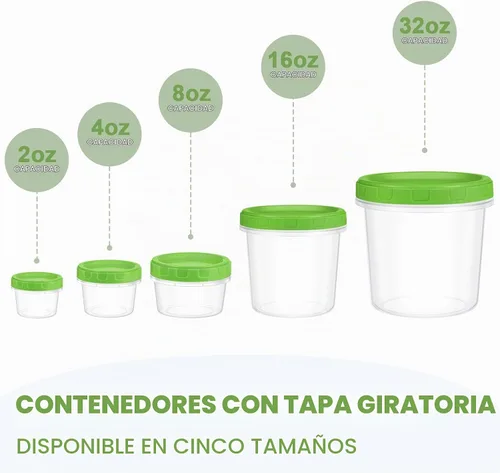 Vista 6 de Yomarket Envases Pequeños de Plástico de 2 oz con Tapas, Paquete de 12 Recipientes para Aderezo de Ensalada, Recipientes Reutilizables