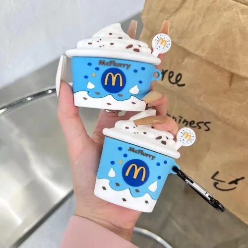 Vista 2 de Funda para AirPod Pro 2, bonita y divertida taza de helado Kawaii a la moda para AirPods Pro de 2ª generación 2022 lanzado en 2022 (azul)