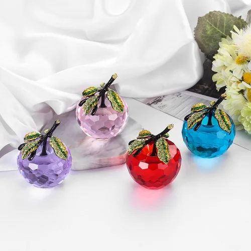 Vista 6 de Figura de manzana de cristal de Vie jeune, pisapapeles de estatua hecha a mano, adorno para decoración del hogar, artesanías de cristal