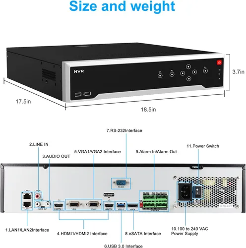 Vista 3 de Anpviz Grabador de video de seguridad IP NVR de 64 canales, salida de video HDMI 4K 12MP DDNS VCA alarma NVR inteligente, soporte RAID 0,1,5,6,10