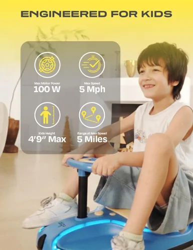 Vista 3 de Coche eléctrico oscilante aigo - Coche eléctrico de 21.6V para niños con pedal y asa de tracción, coche oscilante de 3 velocidades, coche