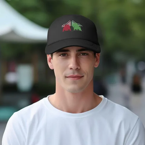 Vista 6 de Bajista y alcista en la ciencia del mercado de valores Hombresmujeres Sombrero de malla ajustable Sombreros de papá Gorra de béisbol de moda al aire