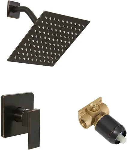 Vista 11 de Juego de llave de regadera dorada cepillada, sistema de regadera de lluvia para baño con cabezal de regadera de lluvia de acero inoxidable, kit
