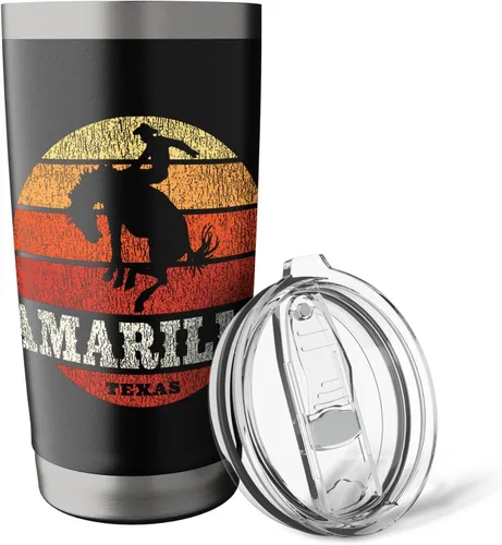 Vista 5 de Amarillo TX Vintage Country Western Retro - Vaso aislado de acero inoxidable
