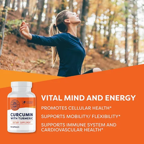 Vista 2 de Vimergy Curcumina con suplemento de cúrcuma, 1000 mg de extracto/porción de curcumina - Cápsulas líquidas - Sin OMG, sin gluten, kosher, vegano