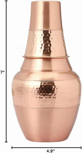 Vista 10 de Jarra de cobre puro con vaso, jarra de agua de 1.4 L (47.3 onzas líquidas)