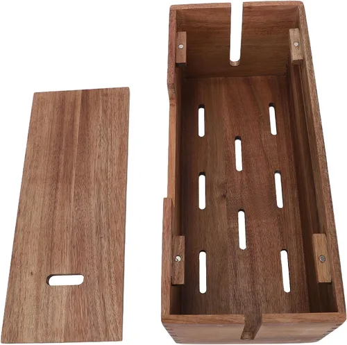 Vista 2 de Yosoo Health Gear Wood Cable Management Box, Premium Wooden Cord Hider Organizer for Power Strip and TV Wires, with Simple Design for Desk Floor