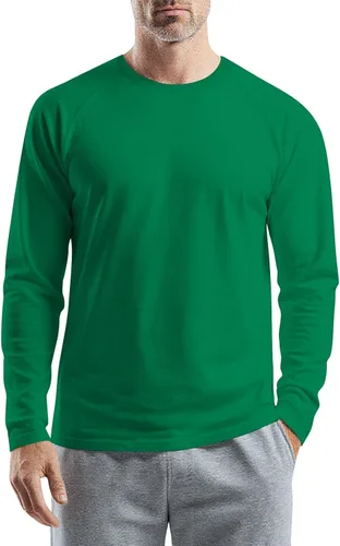 Vista 16 de Camisetas para hombre, manga larga, color sólido, cuello redondo, camisetas básicas informales, M-3XL
