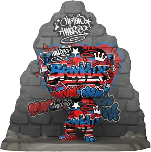 Vista 2 de Funko Pop! Deluxe: Marvel - Capitán América, Edición Especial Multicolo Street Art Gaffiti Colección #752