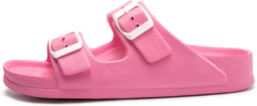 Vista 2 de FUNKYMONKEY - Sandalias bajas cómodas para mujer, hechas de etilvinilacetato, ajustables con hebilla doble