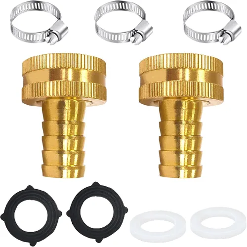 Vista 15 de AOPANDA Conector de reparación de extremo de manguera de agua de latón macizo con púa de 1/4" x rosca GHT hembra de 3/4", incluye abrazaderas