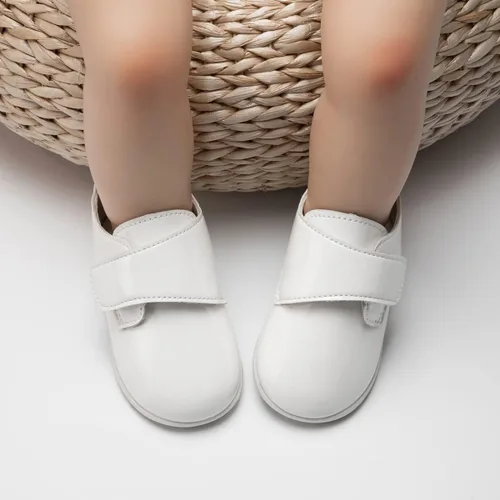 Vista 3 de Babelvit Mocasines Oxford para bebés y niñas, zapatos con cordones, zapatos para caminar primero, mocasines de piel sintética, suela de goma suave