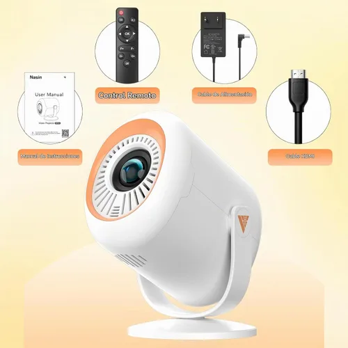 Vista 7 de Mini proyector 1080P Proyector portátil inteligente Blanco
