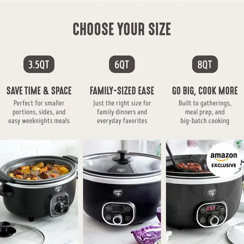 Vista 10 de GreenLife Olla de cocción lenta de 6QT, olla de cerámica antiadherente no tóxica sin PFAS, recipiente interior extraíble, programable, apta