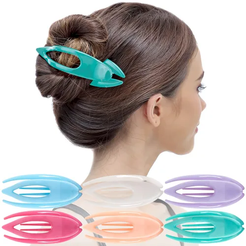 Vista 6 de RC ROCHE 6 piezas de pinzas planas para el cabello con gran garra para cabello grueso, diseño francés de pico de pato, para mujer, sin (Large) Negro