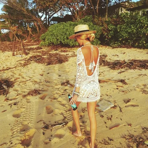 Vista 4 de Jeasona Womens Bathing Suit Cover Up Crochet Lace Bikini Swimsuit Dress