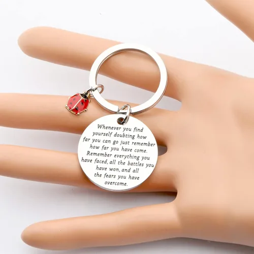 Vista 7 de TIIMG Llavero inspirador de mariquita, regalos para amantes de la buena suerte, regalos para amigas, mejores amigas