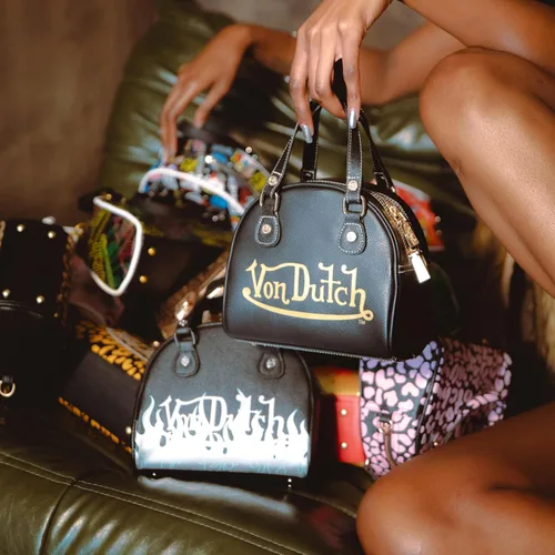 Vista 7 de Von Dutch Bolso de boliche para mujer, elegante bolso de mano con correa ajustable, interior espacioso