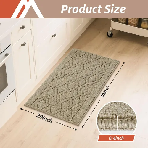 Vista 2 de COSY HOMEER Tapete de cocina antideslizantes, absorbentes para el piso, alfombra de cocina lavable, tapete de pie para fregadero, alfombra de Beige