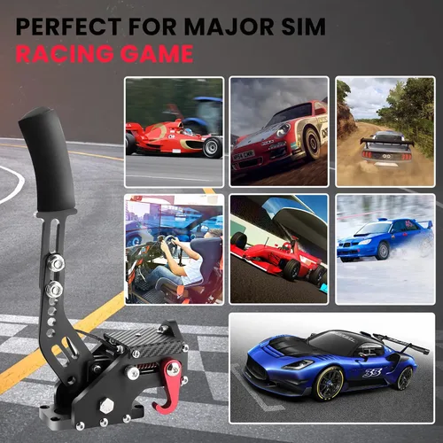 Vista 3 de Endxedo PC Racing Game USB Handbrake 16Bit Simulate Linear Handbrake for Racing Games, Compatible with Logitech G27 G29 G920 G923 T500 T300 with