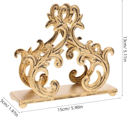 Vista 2 de Servilletero decorativo de 5.90 x 5.11 x 1.96 pulgadas, soporte de servilleta de metal con rama de sauce dispensador de pañuelos para encimera