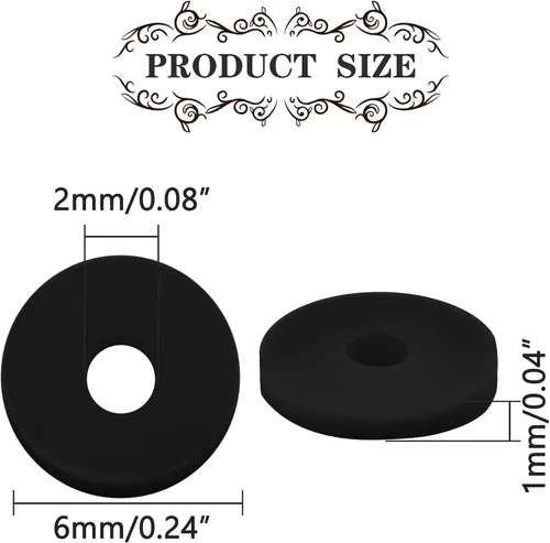 Vista 3 de Cuentas de arcilla polimérica negra, cuentas Heishi de 0.236 in para joyería, pulseras, collares, 1000