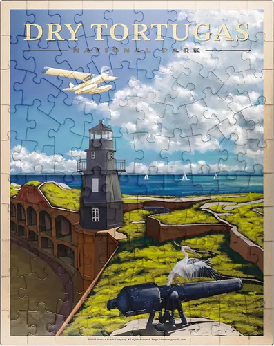 Vista 7 de MyPuzzle Dry Tortugas National Park - Faro de Fort Jefferson, póster de viaje vintage, rompecabezas prémium de 500 piezas para adultos