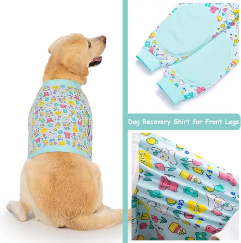 Vista 5 de Camisa de recuperación para perros para piernas delanteras, codos para perro, funda para proteger los codos y brazos, deja de lamer