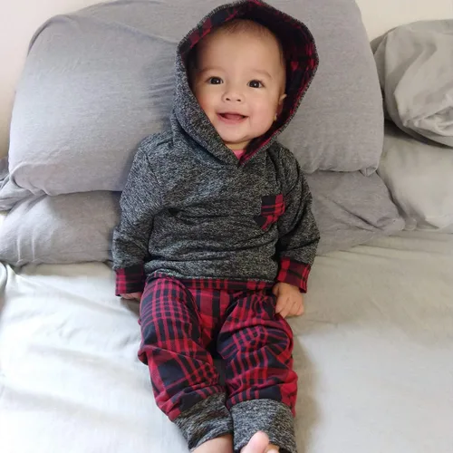 Vista 2 de Conjunto de ropa para bebé y niño recién nacido, manga larga, sudadera con capucha, pantalones, otoño e invierno